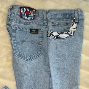 Vintage 90s Parasuco high waist denim mom jeans 30 waist Embroidery detailing